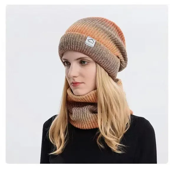 Peach hat and Neck set - Picture 1 of 5